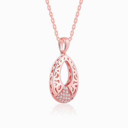 Rose Gold Wonderful Drop Pendant With Link Chain