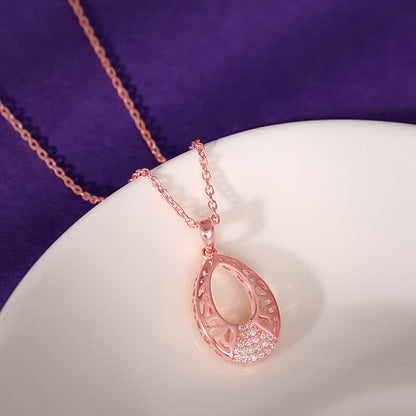 Rose Gold Wonderful Drop Pendant With Link Chain