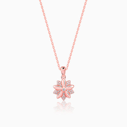 Rose Gold Cutest Flower Pendant With Link Chain