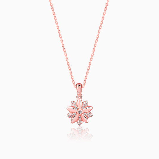 Rose Gold Cutest Flower Pendant With Link Chain