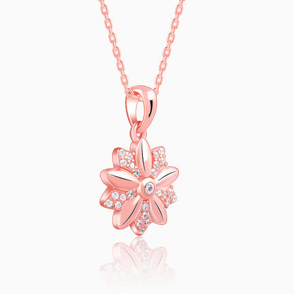 Rose Gold Cutest Flower Pendant With Link Chain