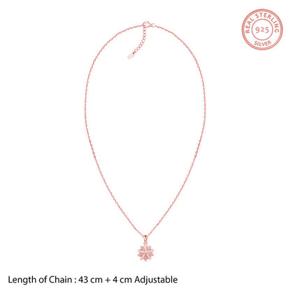 Rose Gold Cutest Flower Pendant With Link Chain