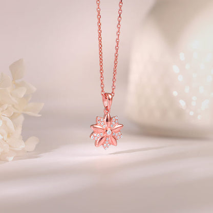 Rose Gold Cutest Flower Pendant With Link Chain