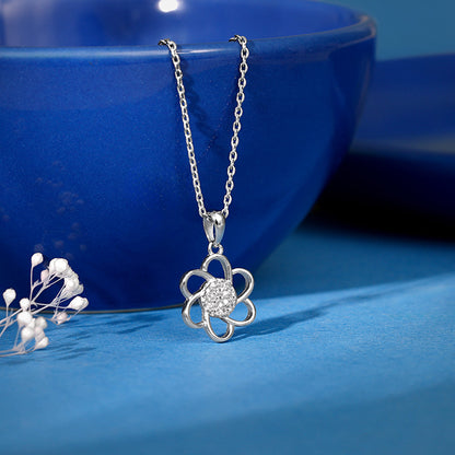 Silver Floral Moment Pendant With Link Chain