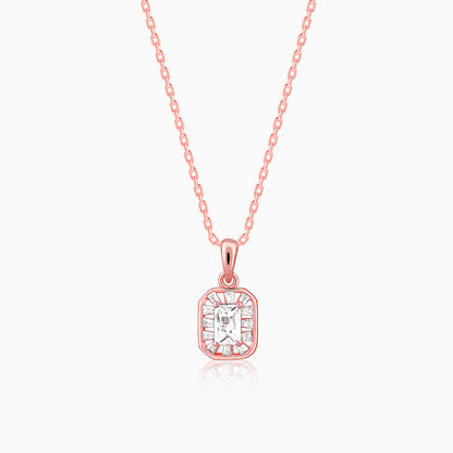 Rose Gold Joyful Square Pendant With Link Chain