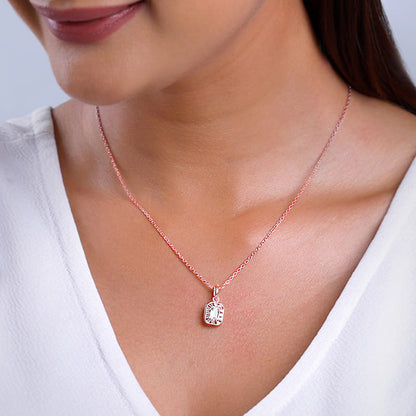 Rose Gold Joyful Square Pendant With Link Chain