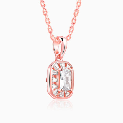 Rose Gold Joyful Square Pendant With Link Chain