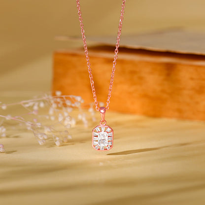 Rose Gold Joyful Square Pendant With Link Chain