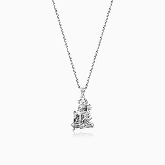 Silver Bajrangbali Pendant With Box Chain For Him