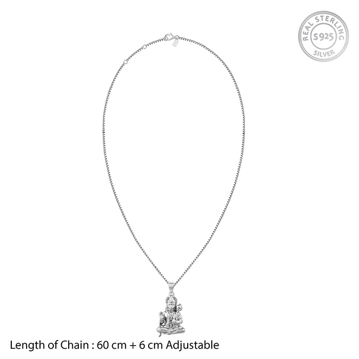 Silver Bajrangbali Pendant With Box Chain For Him