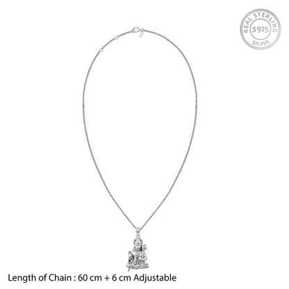 Silver Bajrangbali Pendant With Box Chain For Him