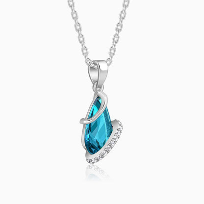 Silver Blue Night Pendant With Link Chain