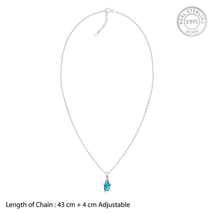 Silver Blue Night Pendant With Link Chain