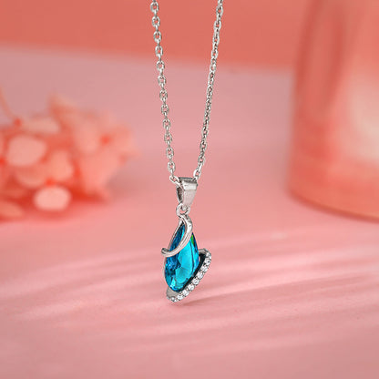 Silver Blue Night Pendant With Link Chain