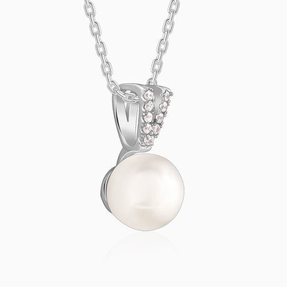 Silver Pretty in Pearl Pendant With Link Chain