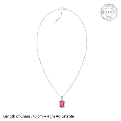 Silver Dreamy Red Pendant With Link Chain