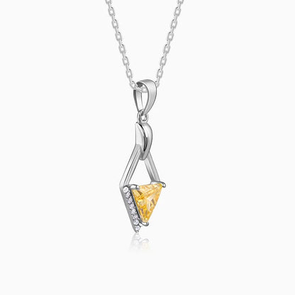 Silver Yellow Prism Pendant with Link Chain