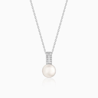 Silver Fall Pearl Pendant With Link Chain