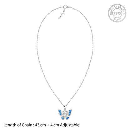 Silver Azure Butterfly Pendant With Link Chain