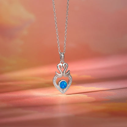 Silver Swan Heart Pendant With Link Chain