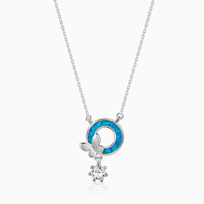 Silver necklace with butterfly design and zircon for women from GIVA Sky High collection.

