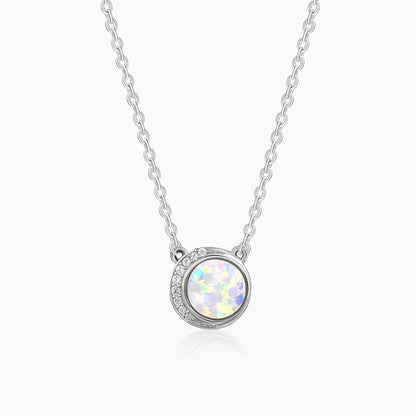 Silver crescent moon necklace with opal and zircon for women | GIVA Sky High

