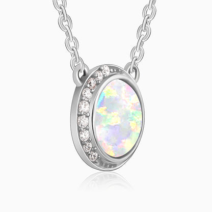 Silver Opal Moon Necklace