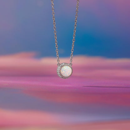 Silver Opal Moon Necklace