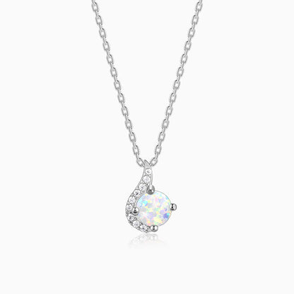 Silver Opal Classic Pendant With Link Chain