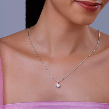 Silver Opal Classic Pendant With Link Chain