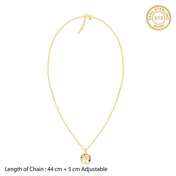 Golden Tree of Life Pendant With Link Chain