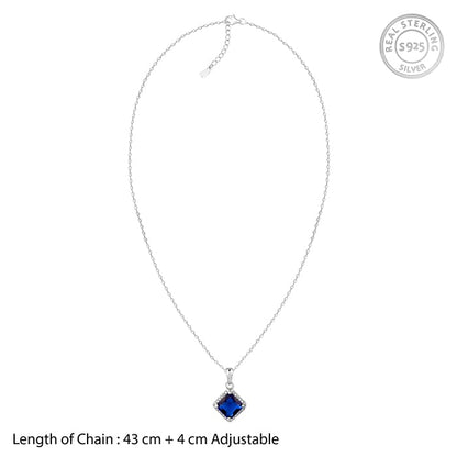 Silver Adorable Blue Pendant With Link Chain