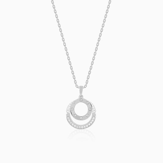 Silver Celestial Circle Pendant With Link Chain