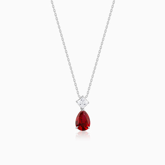 Silver Scarlet Drop Pendant With Link Chain