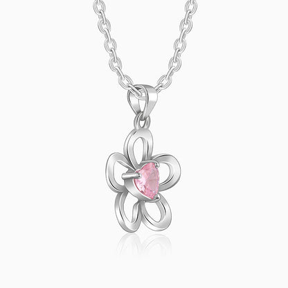 Silver Cherished Flower Pendant With Link Chain