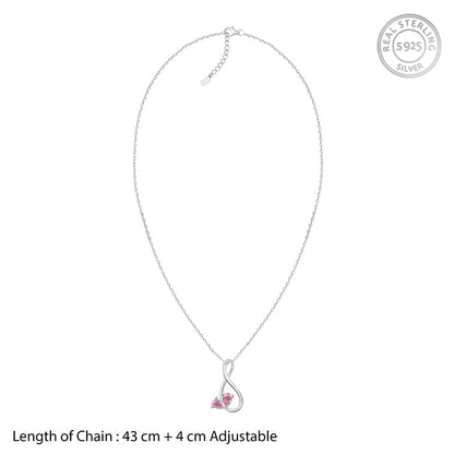 Silver Blush of Love Pendant With Link Chain