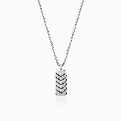 Oxidised Silver Retro Pendant With Box Chain