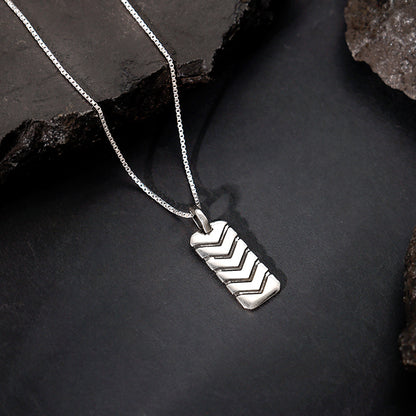 Oxidised Silver Retro Pendant With Box Chain