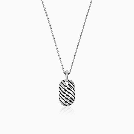 Oxidised Silver Stylish Pendant With Box Chain