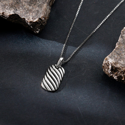 Oxidised Silver Stylish Pendant With Box Chain