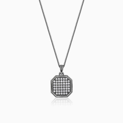 Oxidised Silver Observer Pendant With Box Chain For Him