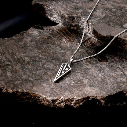 Oxidised Silver Arrow Pendant With Link Chain