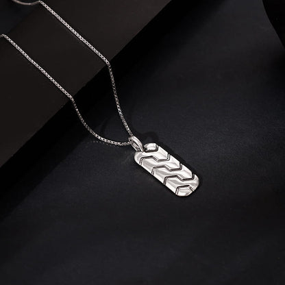 Oxidised Silver Humble Pendant With Box Chain For Him