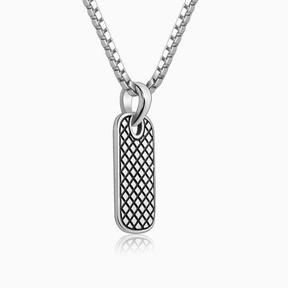 Oxidised Silver Confident Pendant With Box Chain For Him