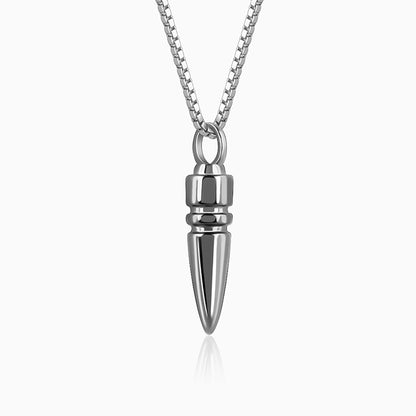 Black Rhodium Bullet Pendant With Box Chain For Him