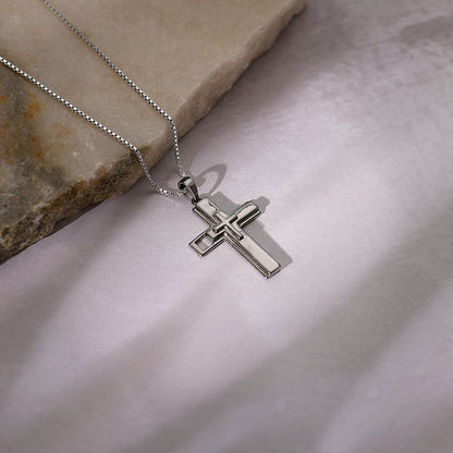 Black Rhodium Holy Christ Pendant With Box Chain For Him