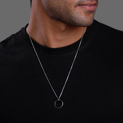 Black Rhodium Shadow Striker Pendant With Box Chain For Him