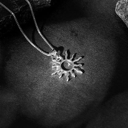 Silver Sunny Side Pendant With Link Chain For Him