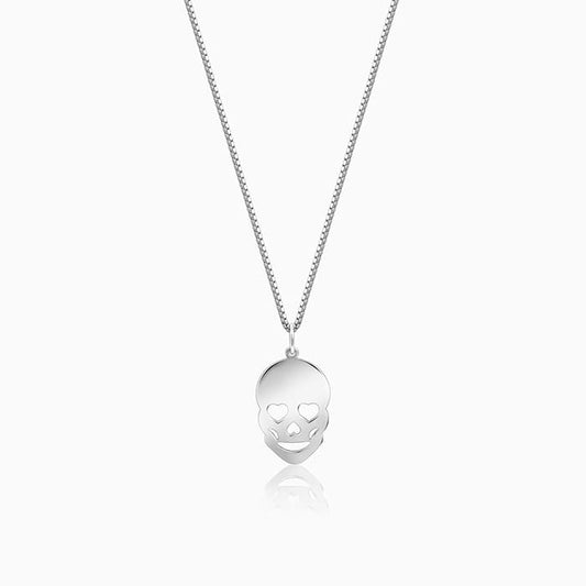 Silver Love Skull Pendant with Link Chain For Him