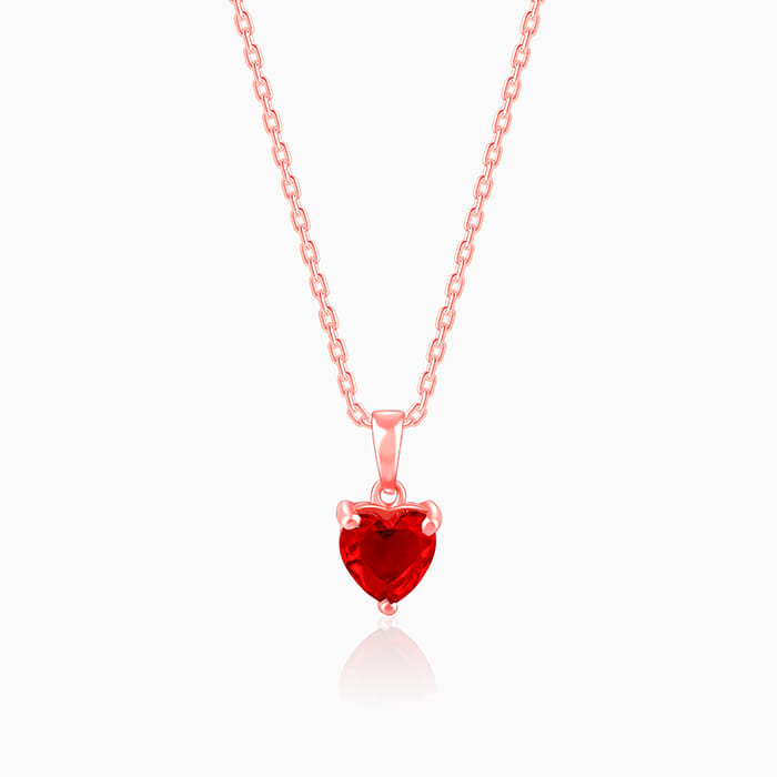 Rose Gold Loving in Red Pendant With Link Chain